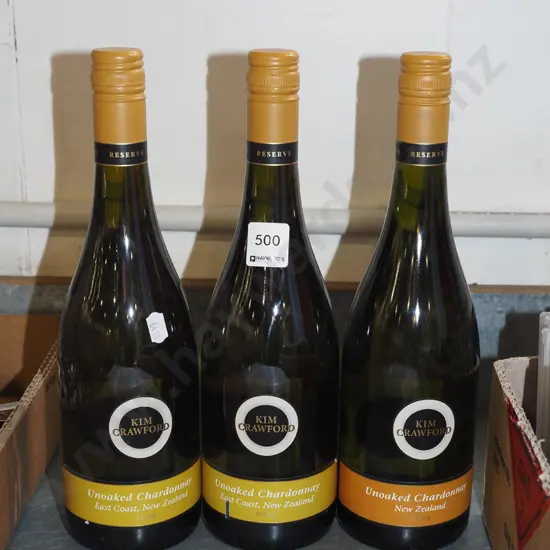 3x bottles of Kim Crawford chardonnay 2015/2014