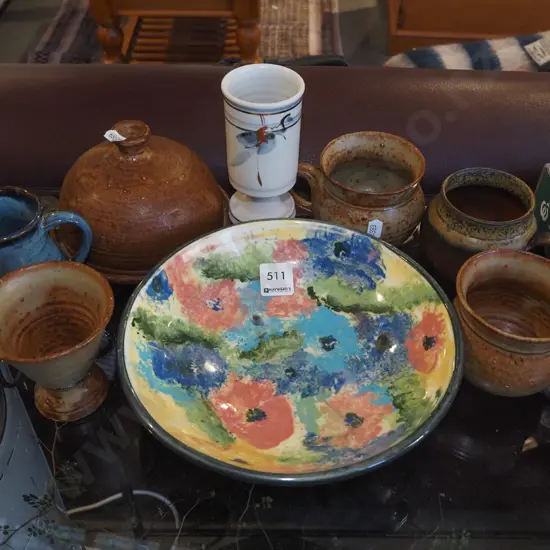 pottery bowl, cups, cover dish, vase