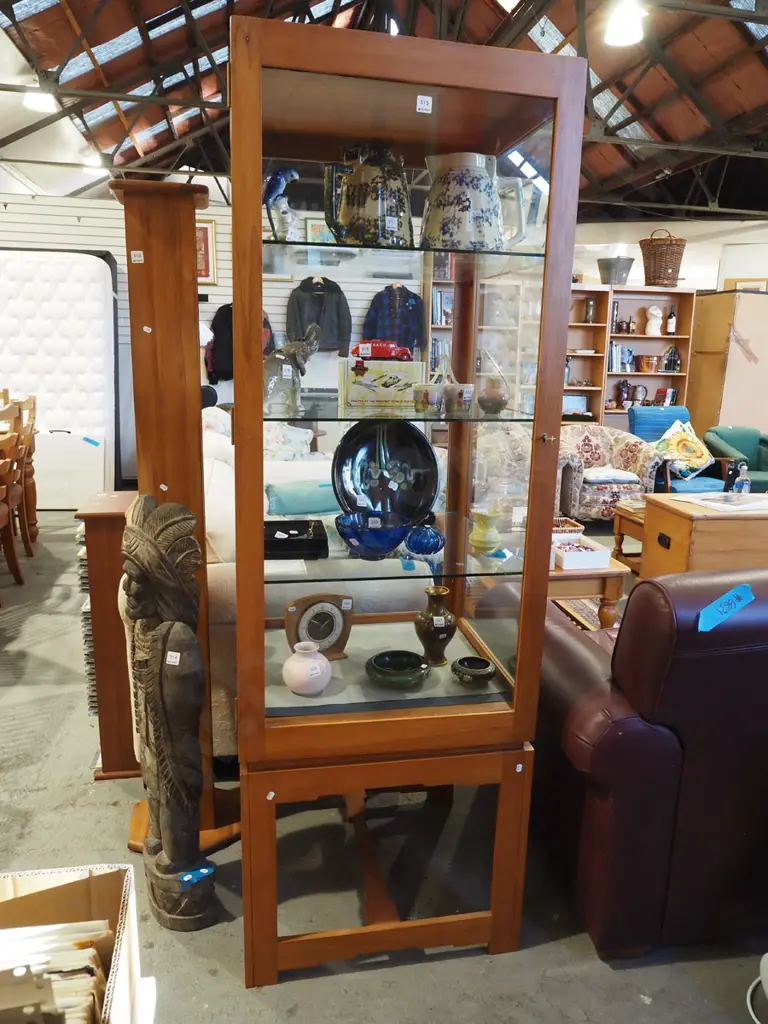 hand made rimu and glass rectangular display cabinet on matching stand H180 W600 D600 Image 1++