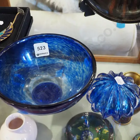 glass bowl, glass paperweight