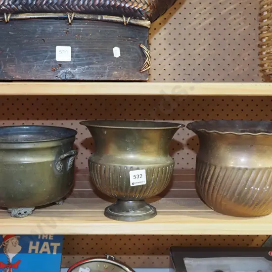 3x brass jardinieres H15