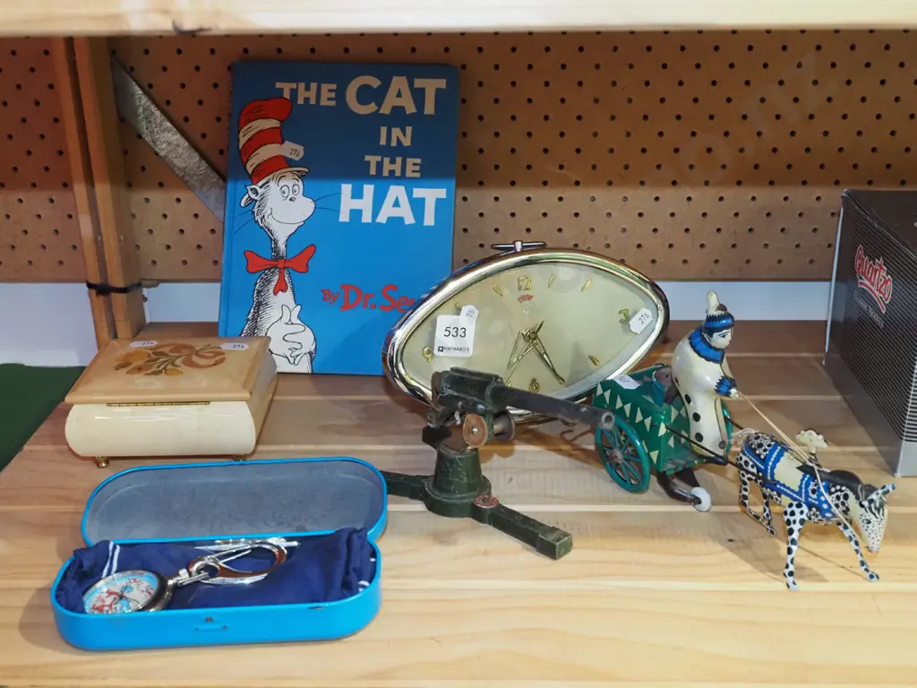 Cat in the Hat book, retro alarm clcok, toy gun etc Image 1++