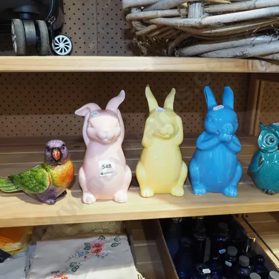 animal figurines; bird, bunnies, owl H190