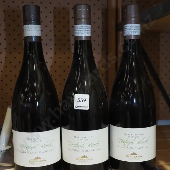 3x bottles Montana Brancott Festival Block sauvignon blanc