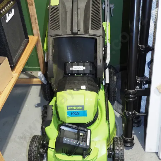 Lawnmaster battery powered lawn with charger and battery