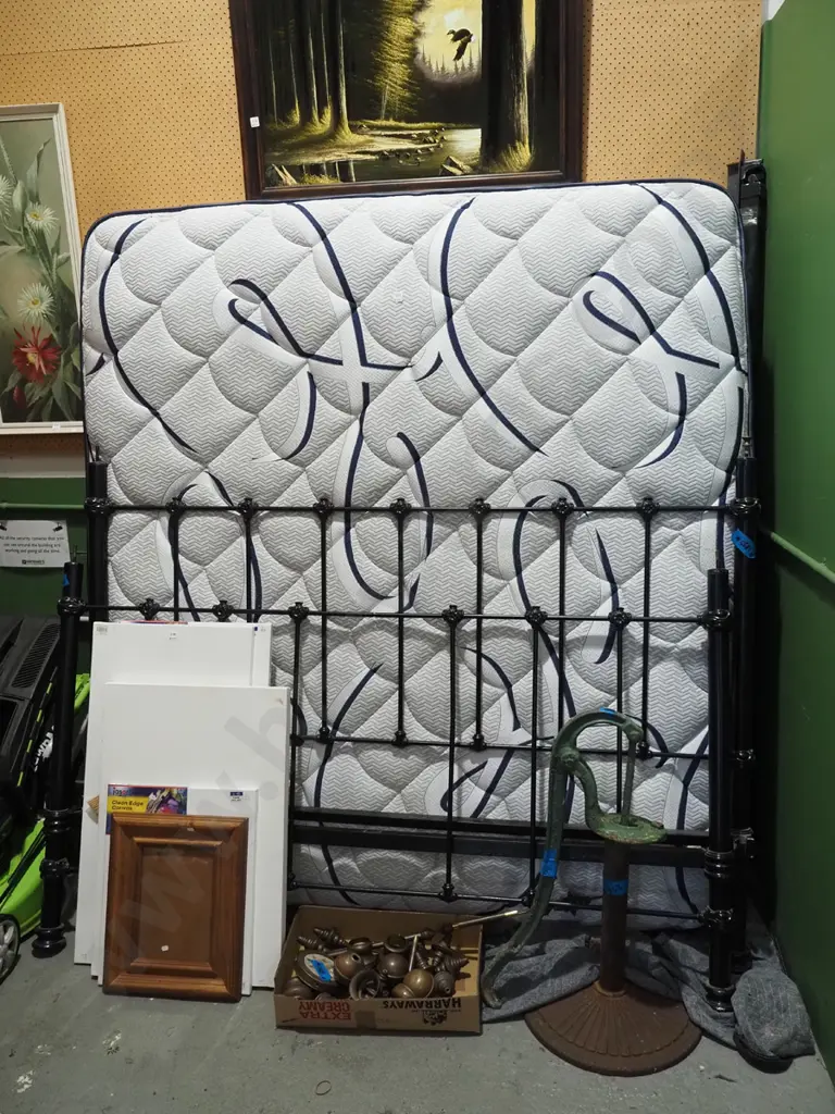 Sleepyhead Balance Cheviot Medium super king mattress with cast metal and brass bed ends and slat base Image 1++