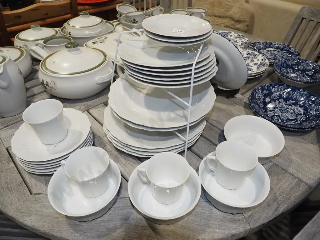 German pottery cups, saucers, plates, bowls and stand Image 1++