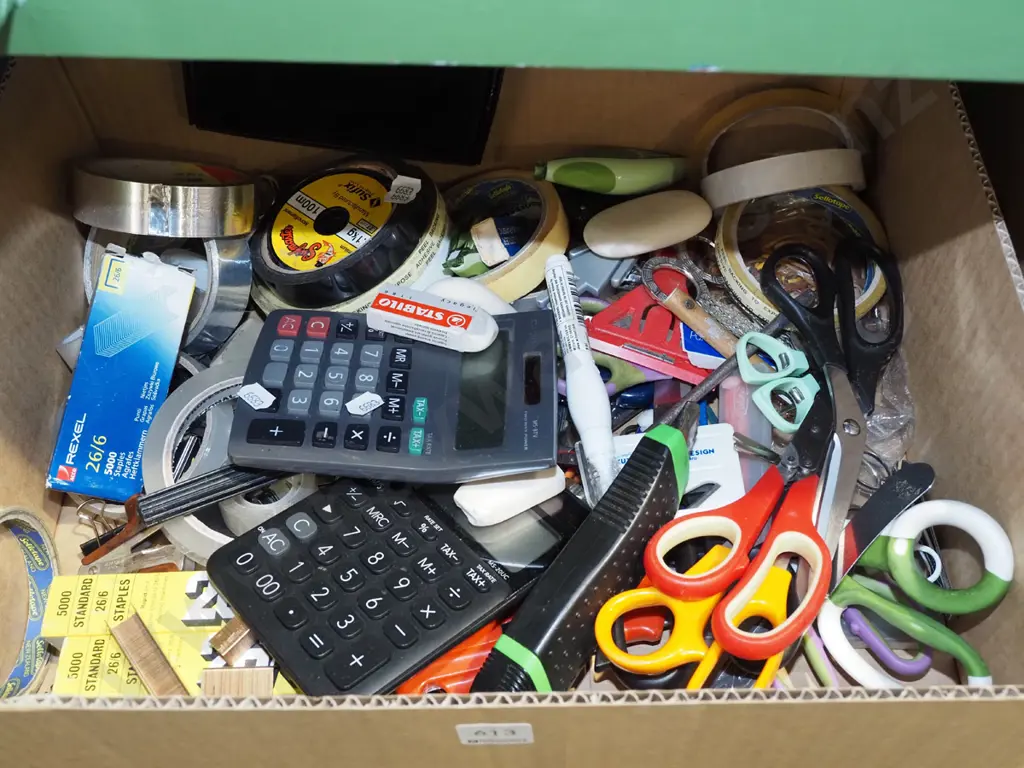 box; calculators, scissors, staples etc Image 1++