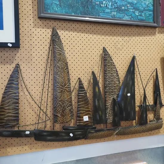metal sailing ship wall art L940