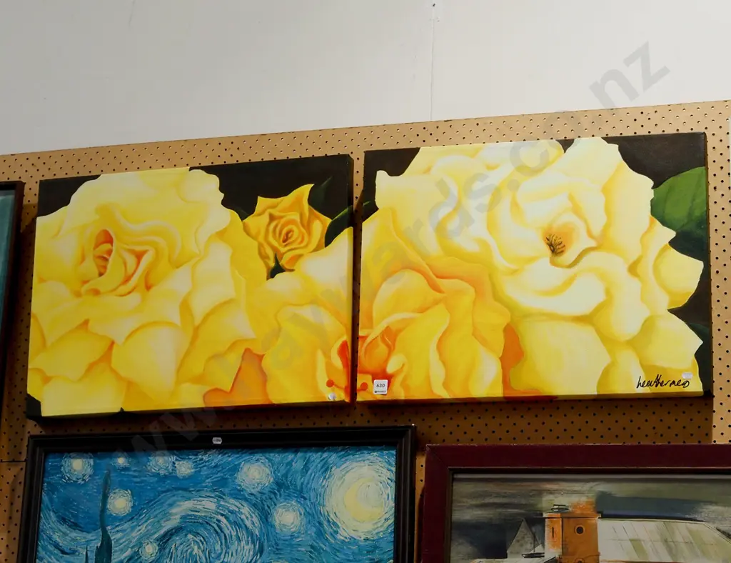 acrylic on canvas - diptych - yellow roses Image 1++