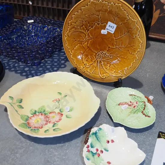TG Green grape leaf plates, 3x Carlton dishes, bowl