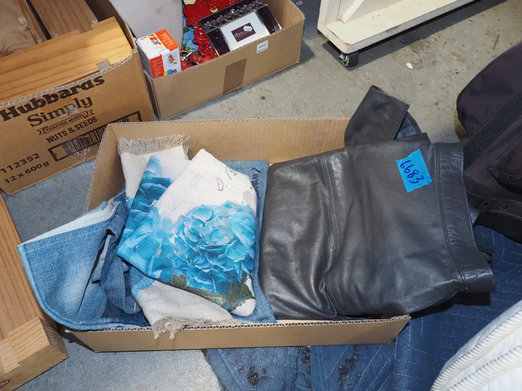 box; grey leather skirt, denim bag etc Image 1++