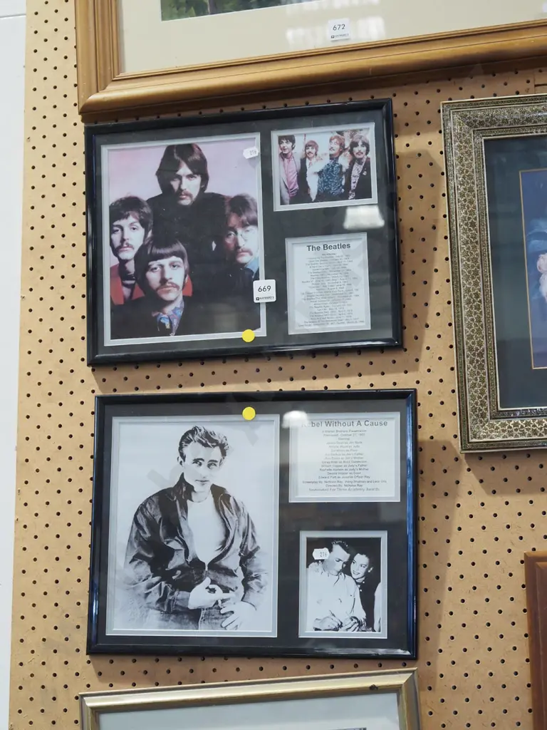 framed James Dean, framed Beatles - yellow dots Image 1++