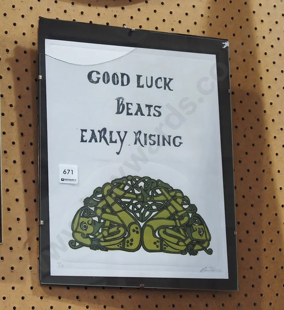 framed Manu Ltd edition print - good luck meets early rising - broken glass Image 1++