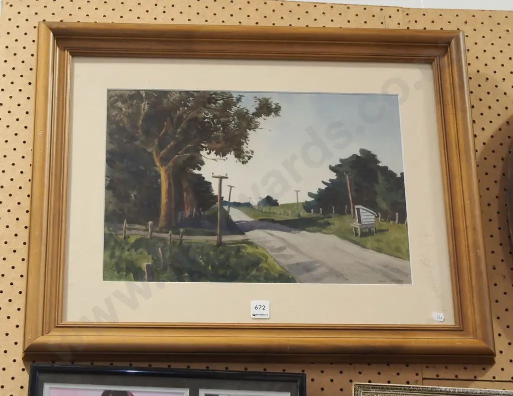 Robin Kay - framed watercolour - country road Image 1++