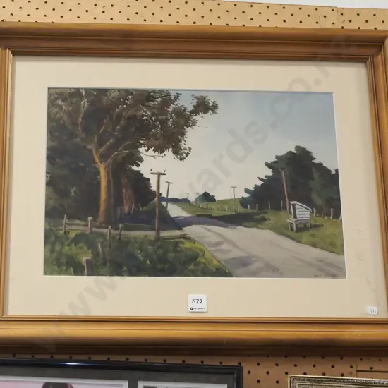 Robin Kay - framed watercolour - country road