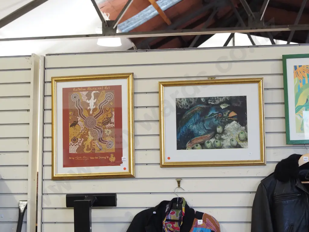 framed print on fabric, framed fish print - red dots Image 1++