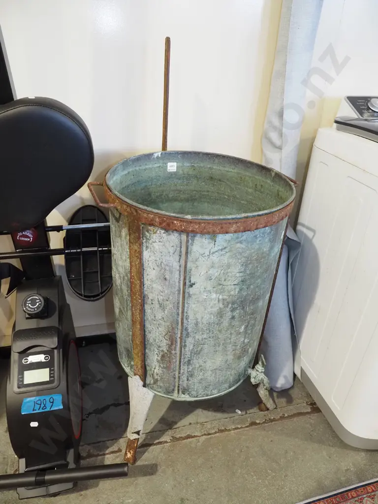 vintage copper on stand with tap - some corrosion Overall H800 Image 1++