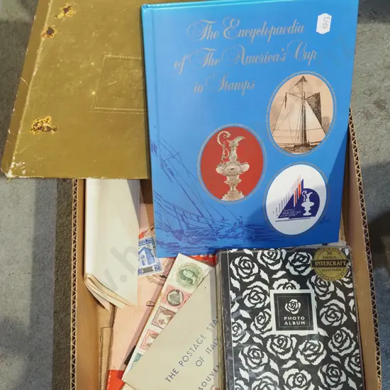 box; postcards, stamps