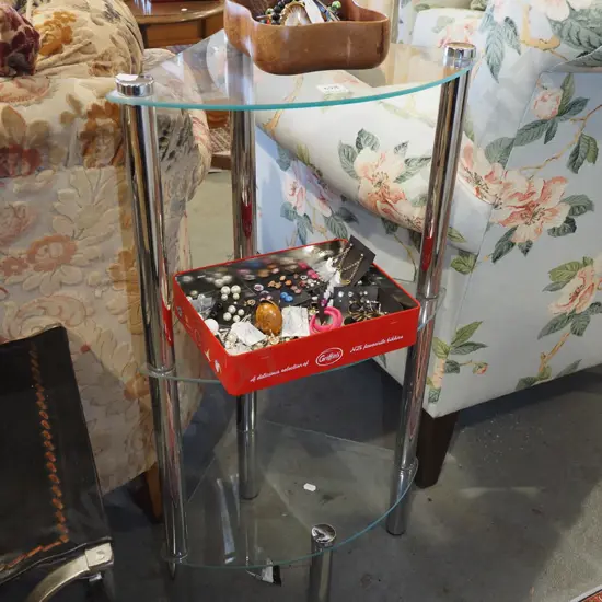 chrome and glass corner bathroom shelves H770 D300