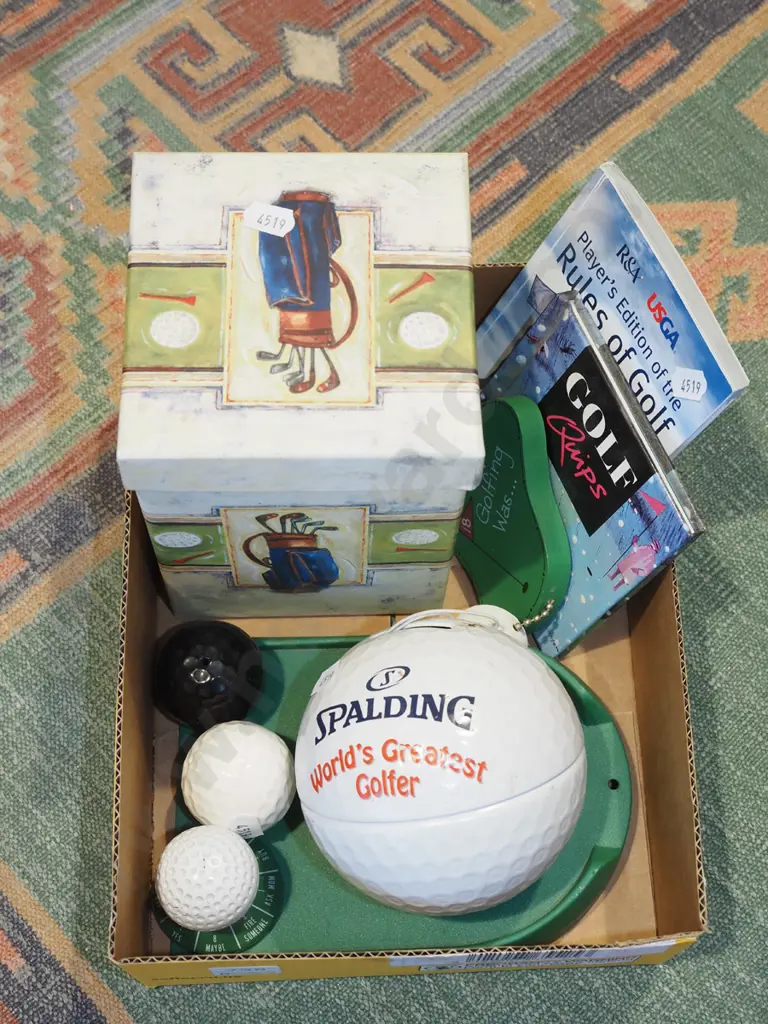 box; golf ball money box, golf books etc Image 1++