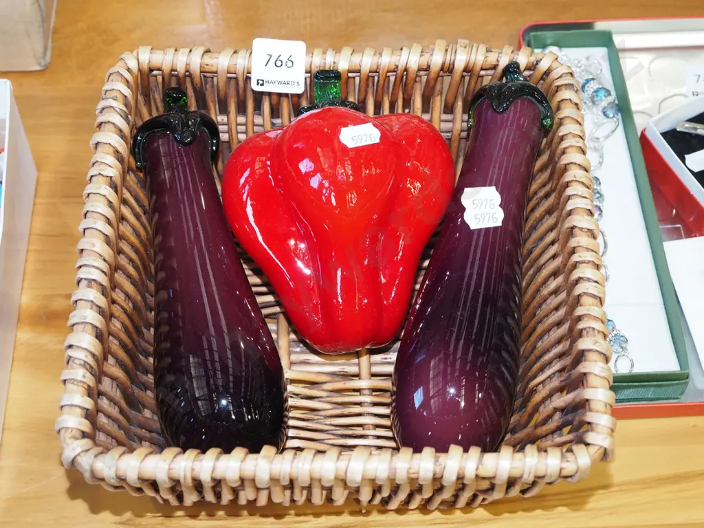 cane basket, glass pepper and aubergines Image 1++