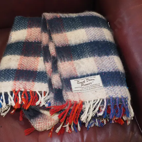 checked woollen travel rug