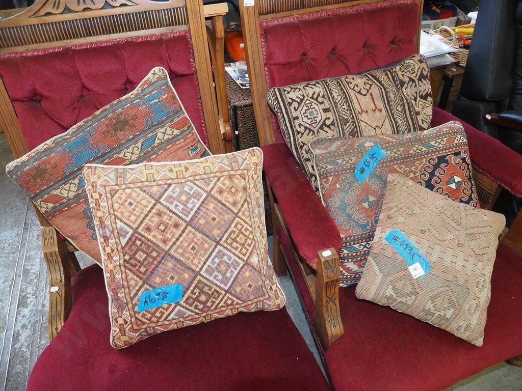 5 needlework and woven cushions Image 1++