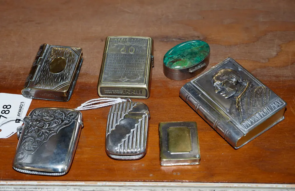 pill box & 6 silver plated vetsa cases  Image 1++
