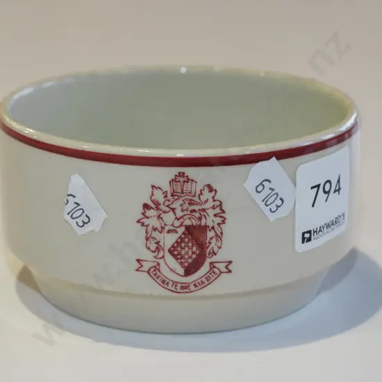 Crown Lynn? bowl with Arana College Maori motto & crest