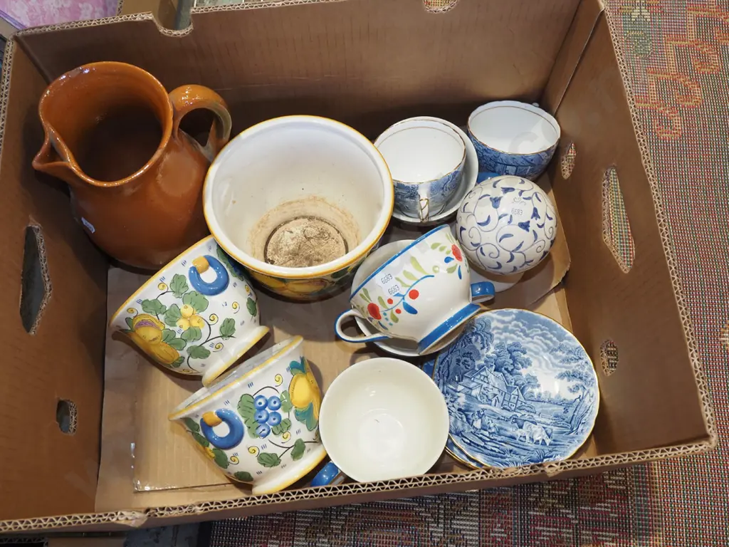 box jardinieres, terracotta jug, cups etc Image 1++