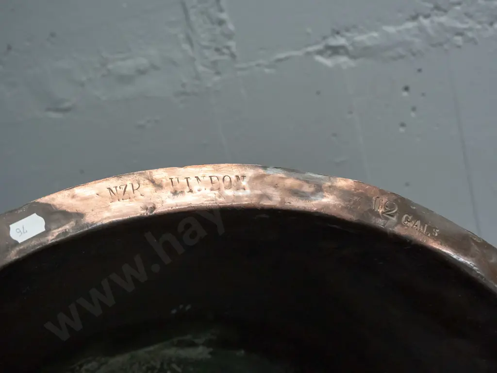 1880s riveted copper, marked NZR Hindon, "12 Gallon" & "17" - dents and discolouration H-380 D-560 at top Image 1++