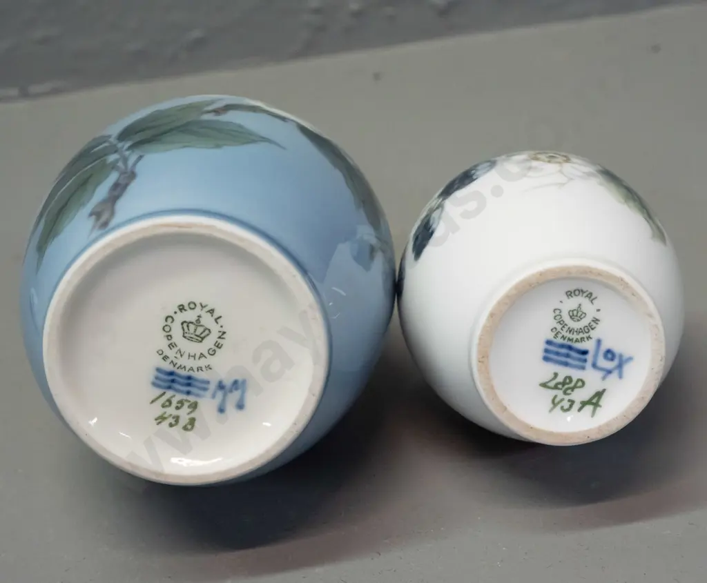 2 Royal Copenhagen bottle vases - larger has floral and bee design H-200 Image 1++