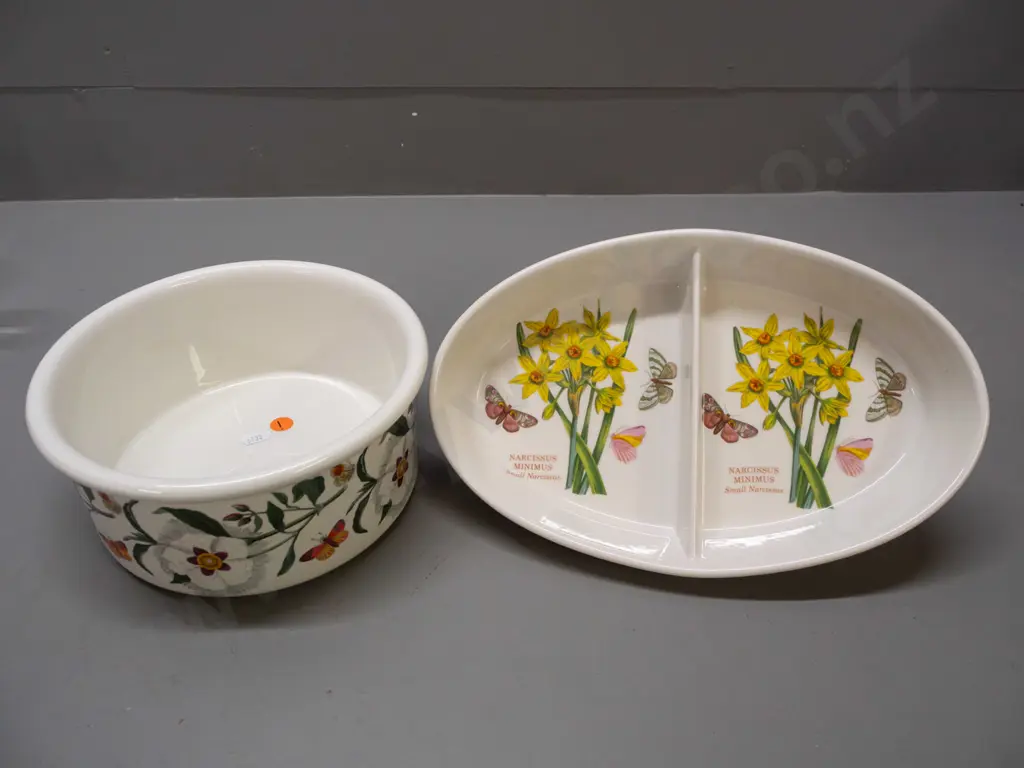 2 pieces Portmeirion Botanic Garden - oval segmented dish and round casserole H-90 D-200 Image 1++