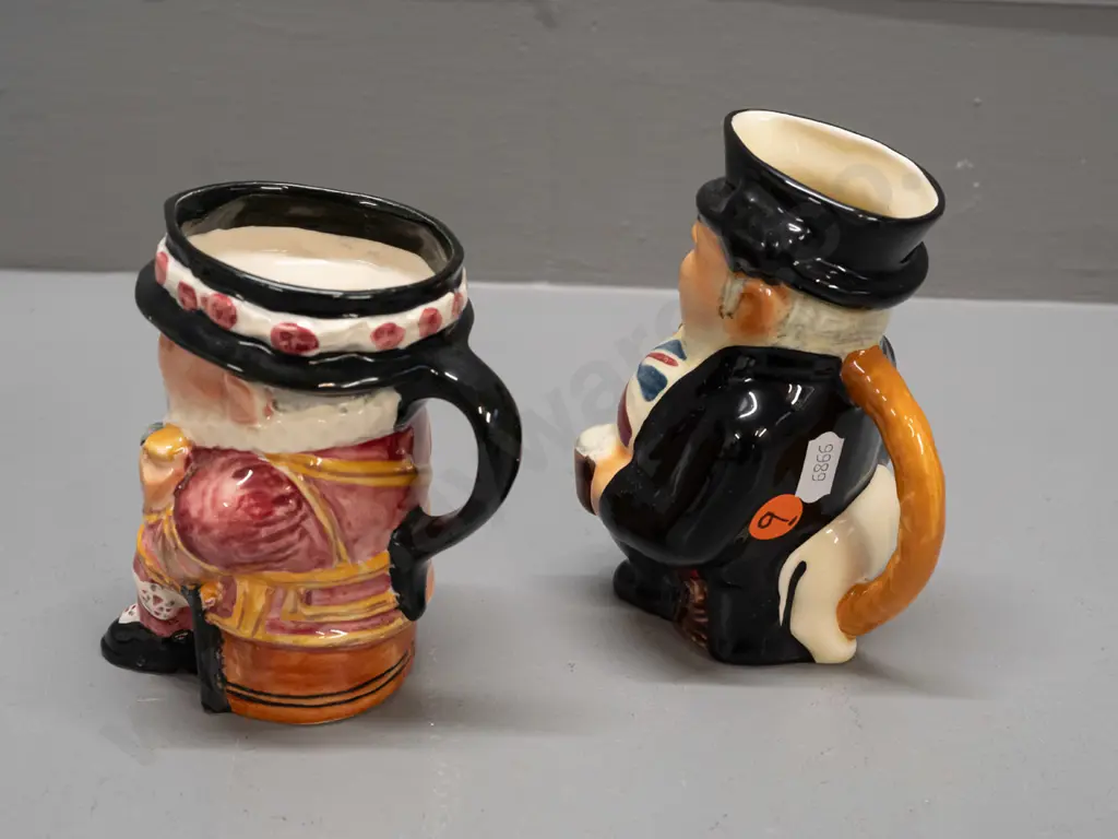 2 small character jugs - Shorter & Sons John Bull H-130 and the other marked Beefeater - Made in Great Britain Image 1++
