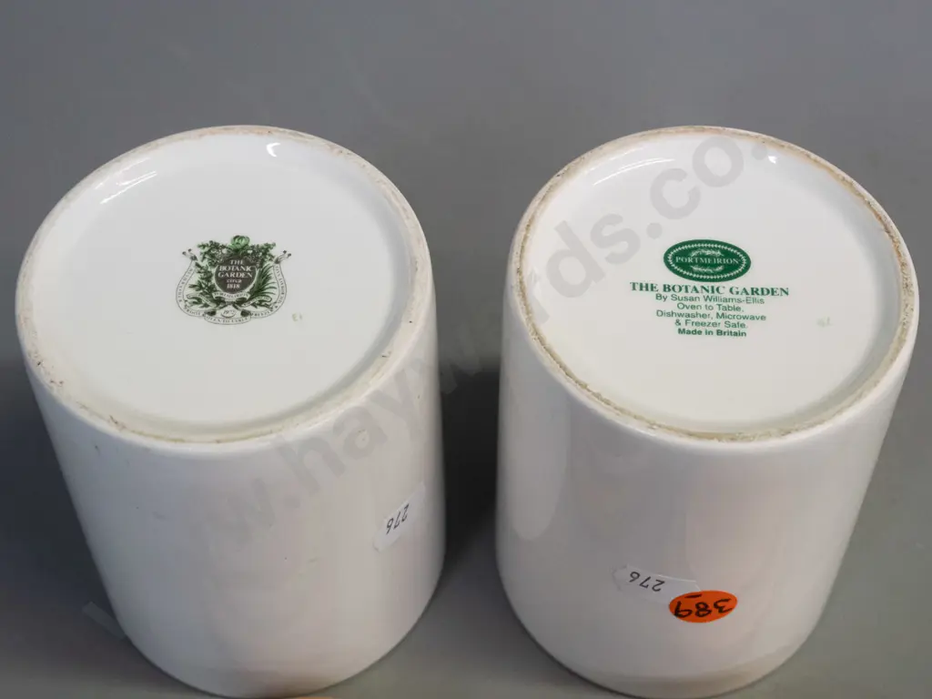 2 Portmeirion Botanic Garden canisters with wooden lids - different shaped lids and marks - slightly taller one H-120 Image 1++
