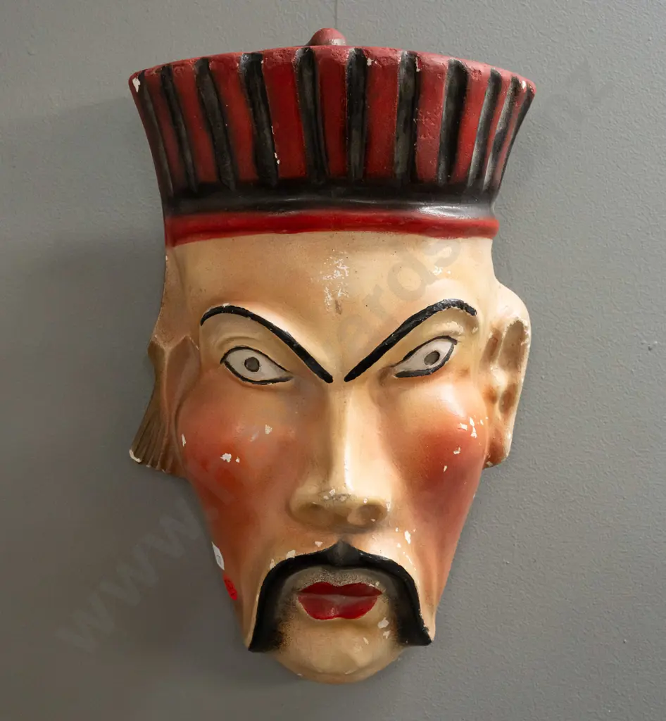 vintage plaster wall head - man wearing a fez - some age wear and spots of chipping / paint loss H-290 W-180 Image 1++