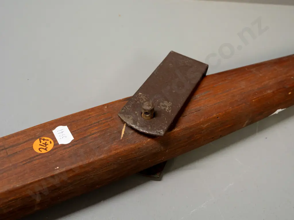 vintage timber and cast iron swingle tree - some historic borer holes, pitting to metal L-830 Image 1++