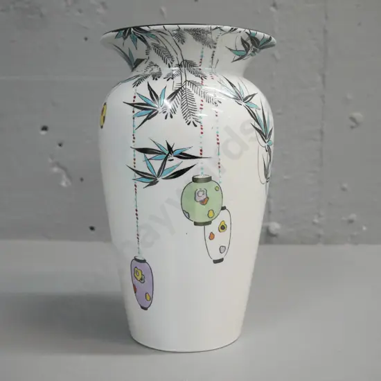 Shelley lustre vase bamboo foliage & Chinese lanterns H-170 D-100
