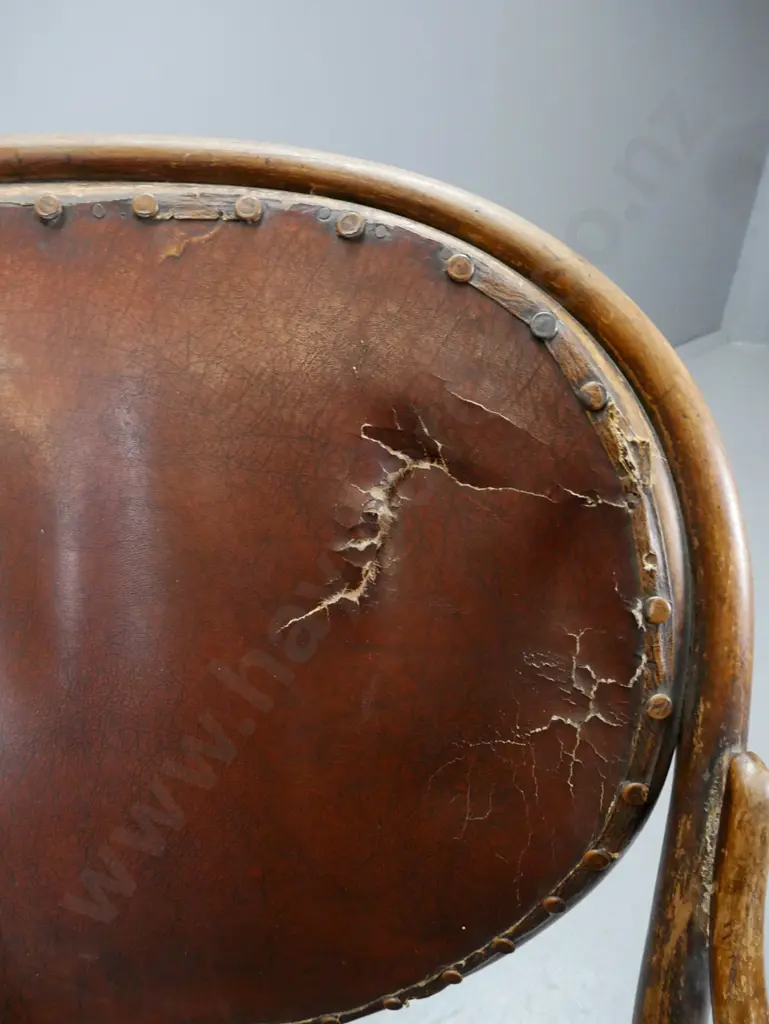 vintage bentwood swivel rise and fall desk chair. Medallion back, sweeping arms, 4 point Image 1++