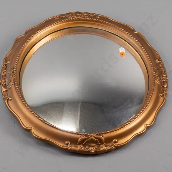 round convex mirror in bronze-coloured frame D-375