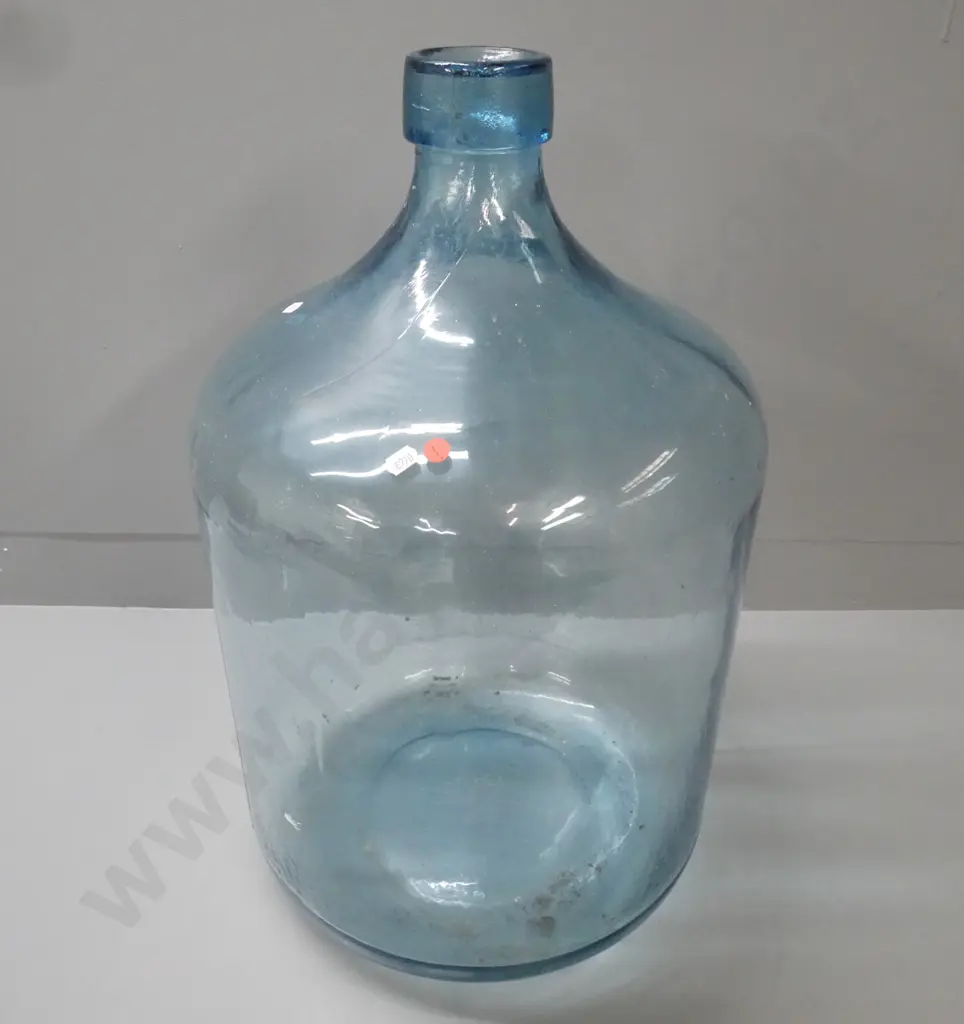 Large light blue glass carboy, marked "GPD 1964 Gardena Calif" H-640 D-380 [some debris inside] Image 1++