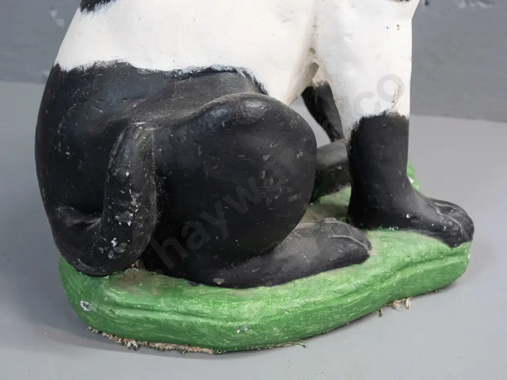 vintage plaster seated dog figure - some chips to paint, has been painted / touched up H-430 W-330 Image 1++