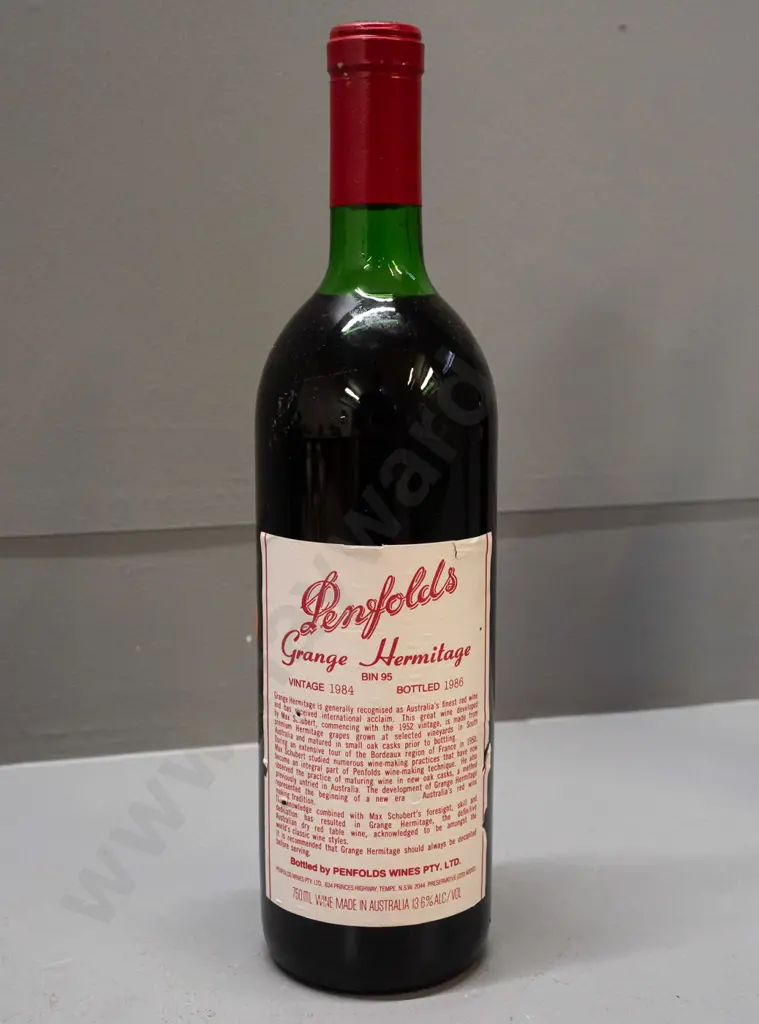 1984 Penfolds Grange Hermitage Bin 95 red wine 750ml bottle - some wrinkles & nicks to label Image 1++