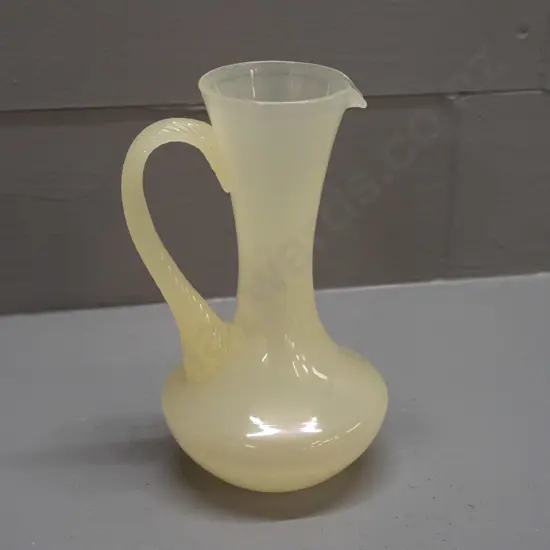 small uranium / vaseline glass ewer-shaped jug vase with twist handle H-165