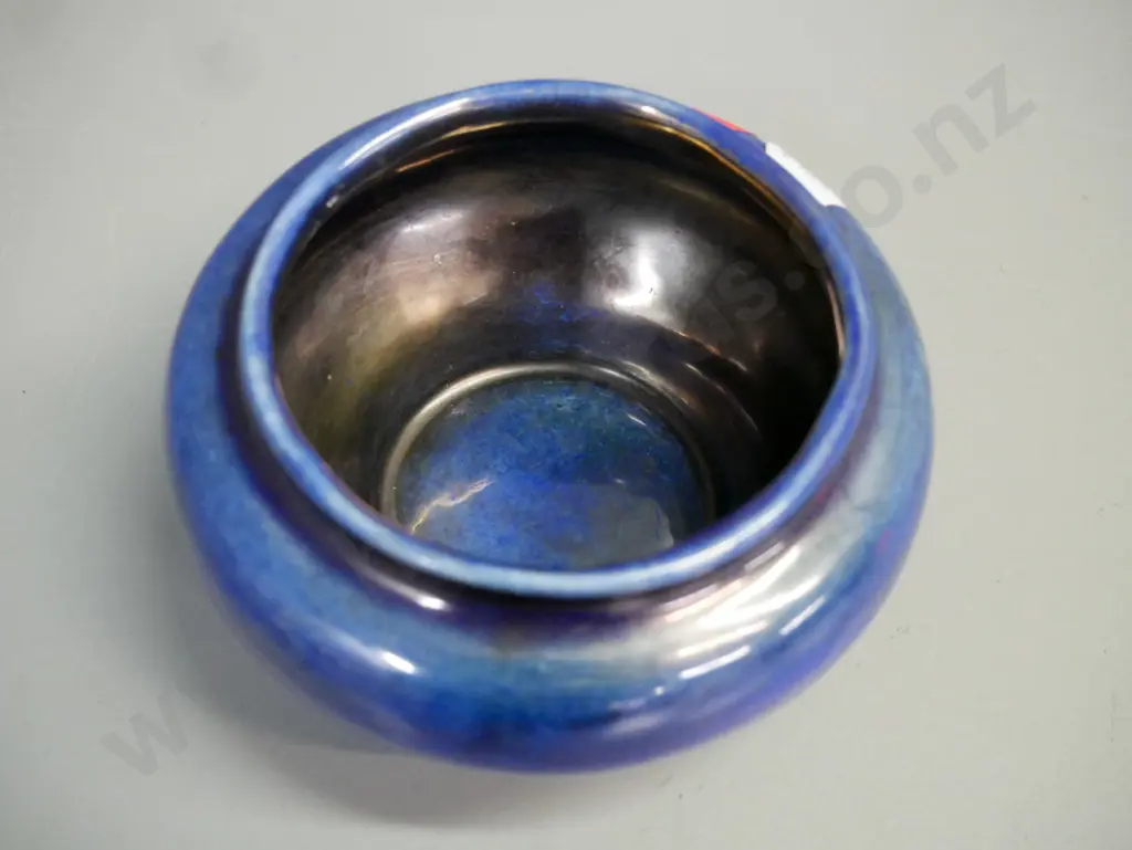 OC Stephens studio pottery bowl in lustre indigo blue H-75 D-120 Image 1++