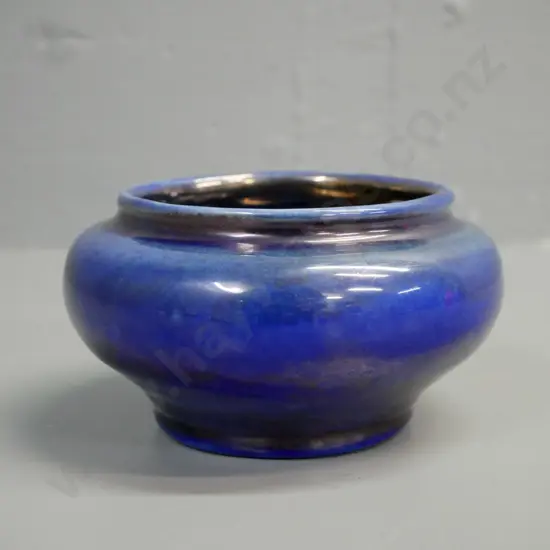 OC Stephens studio pottery bowl in lustre indigo blue H-75 D-120
