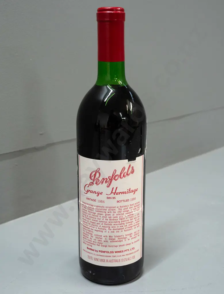 1984 Penfolds Grange Hermitage Bin 95 red wine 750ml bottle - some wrinkles & nicks to label, sticker residue Image 1++