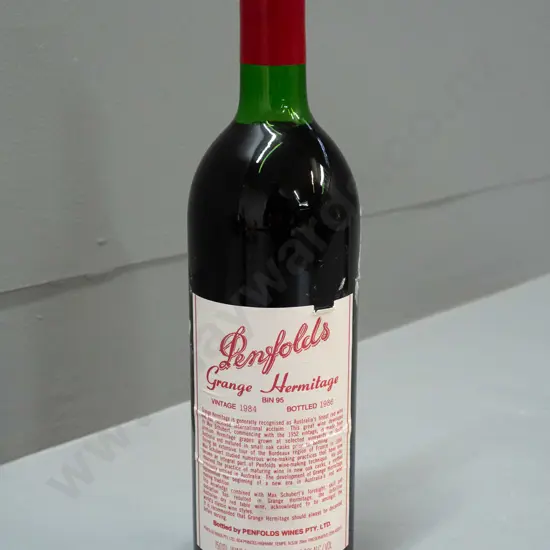 1984 Penfolds Grange Hermitage Bin 95 red wine 750ml bottle - some wrinkles & nicks to label, sticker residue