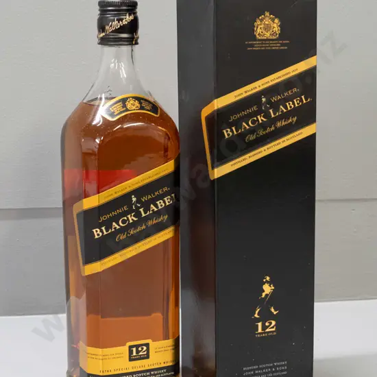 boxed 1l bottle Johnnie Walker Black Label 12 Year Old scotch whisky